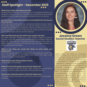 staff spotlight featuring Social Studies teacher Jessica Green