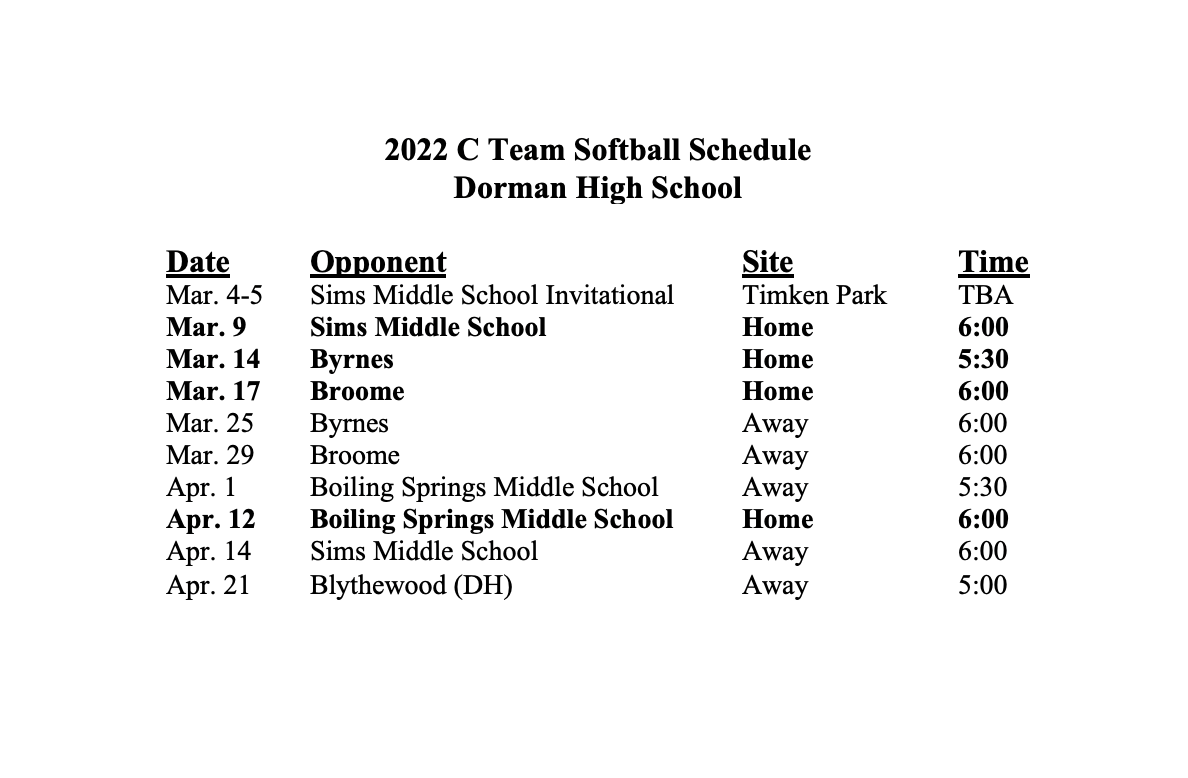 Schedule โ Softball โ District Six Athletics Schedule โ Softball โ District Six Athletics