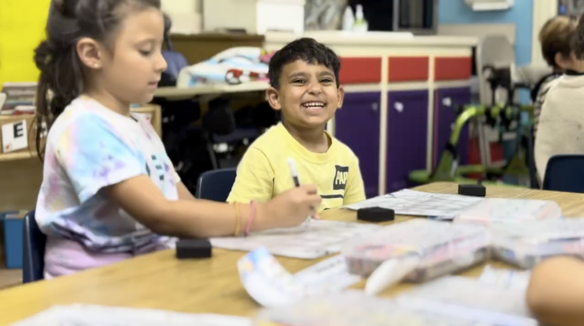 Kindergarten students learning together