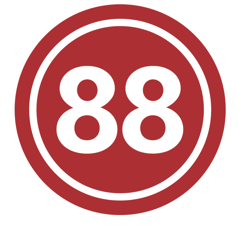 number 88 in a red circle