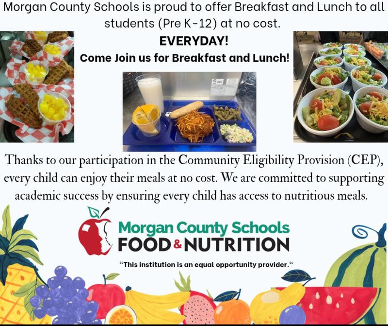 NO Cost to students breakfast and lunch