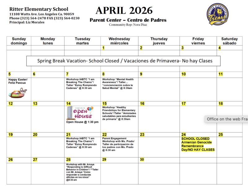 April Calendar