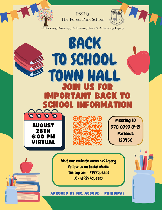 Green & yellow back to school flyer with date and time