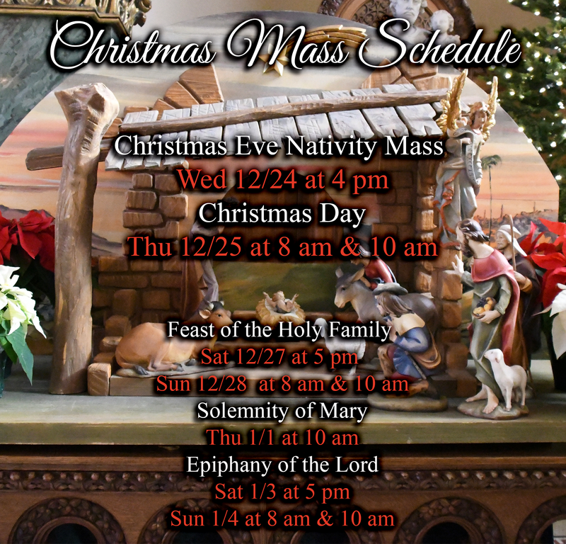 Christmas Mass Times (click here for more) >