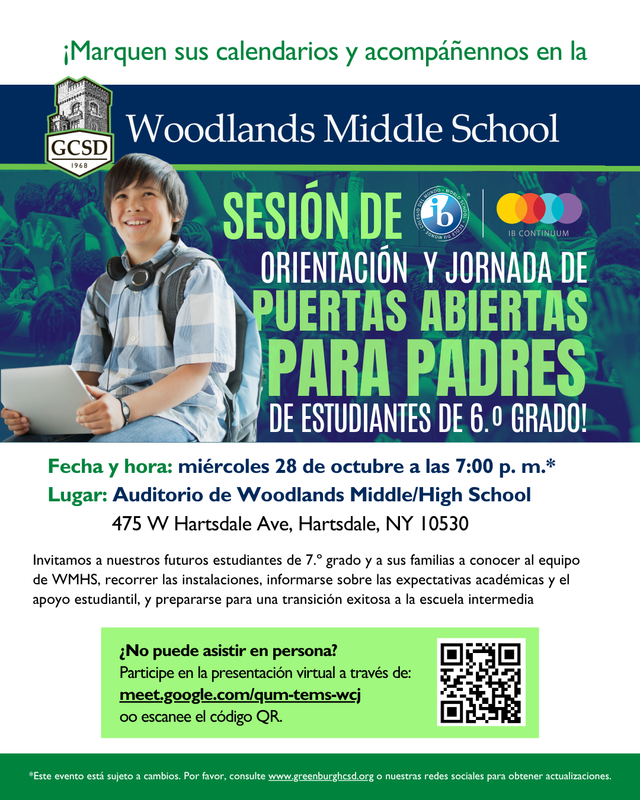 2026 WMS Rising 7th Graders Orientation Flyer SPANISH