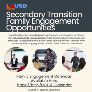 Secondary Transition Family Engagement Opportunities