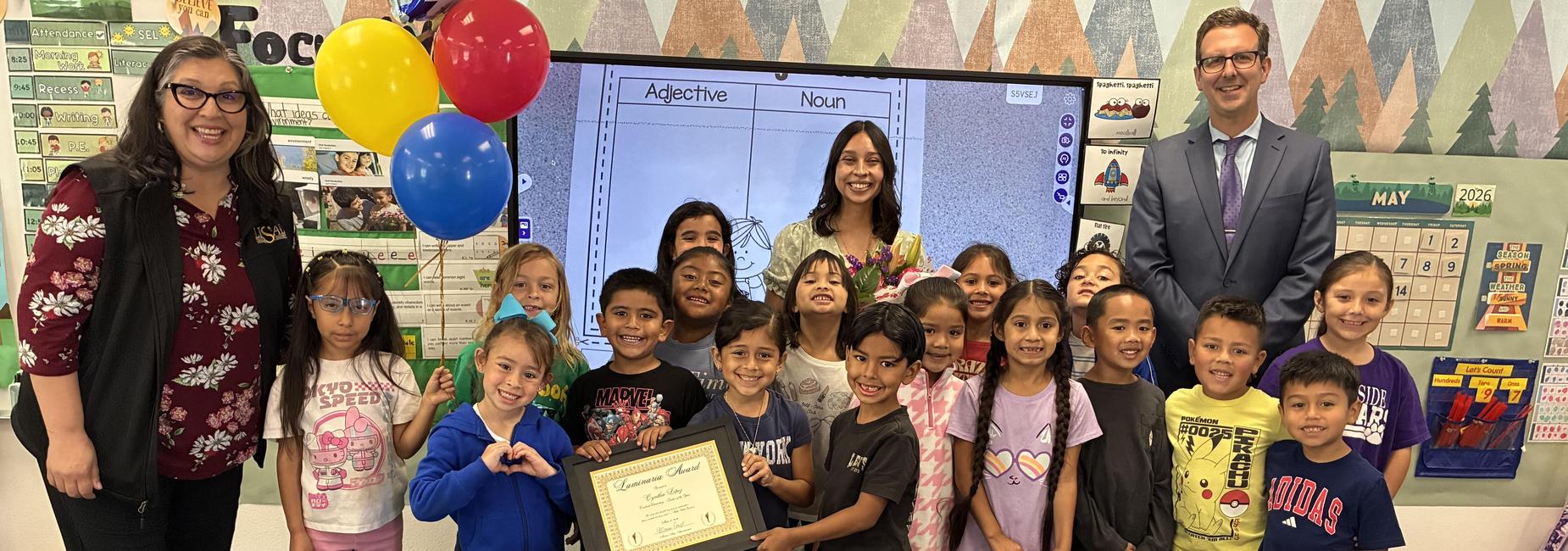 Luminara Award, presented to Ms. Lopez by Principal, Mr. Franzell and our Superintendent, Mrs. Anzo.