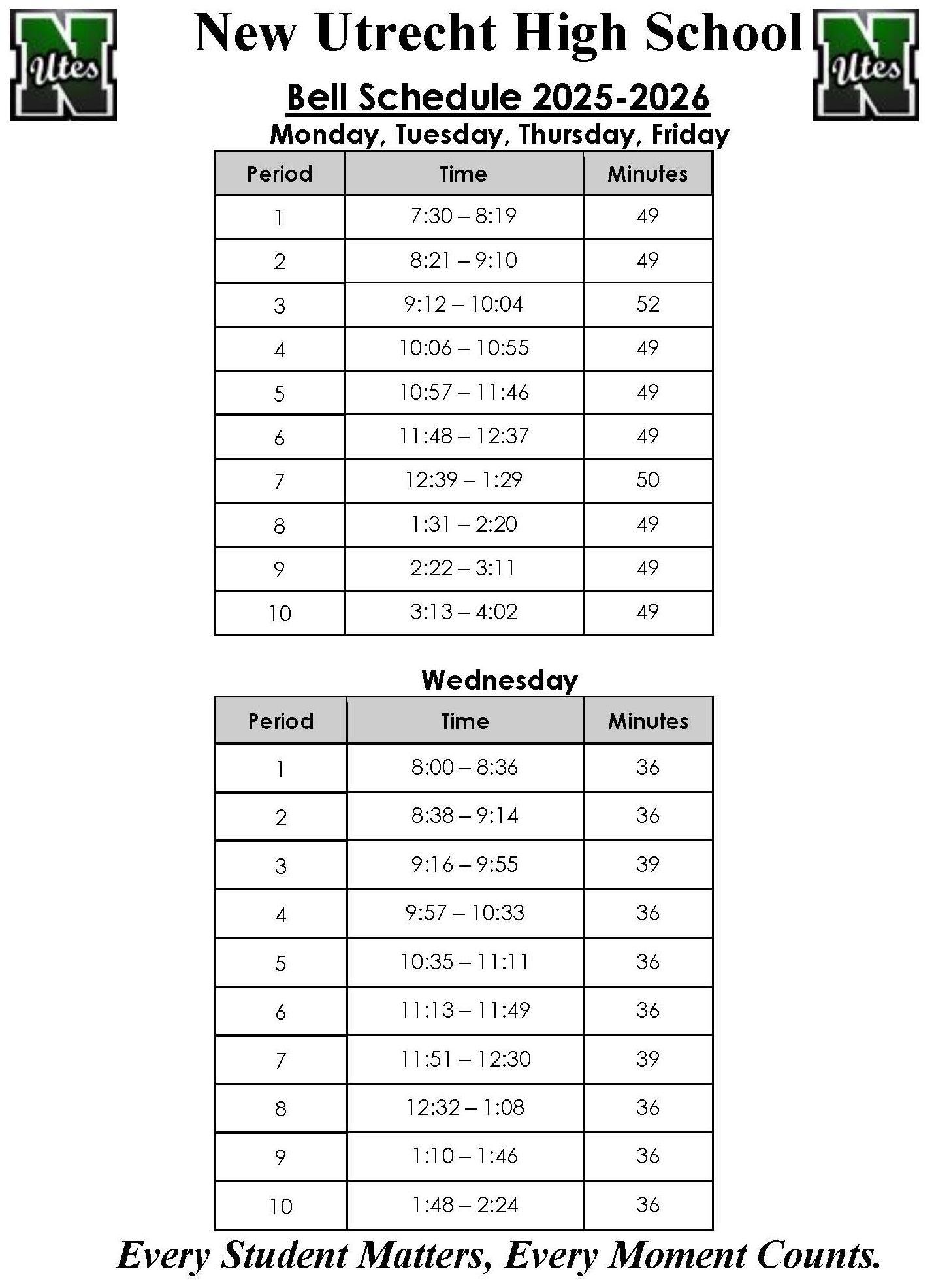 Bell Schedule