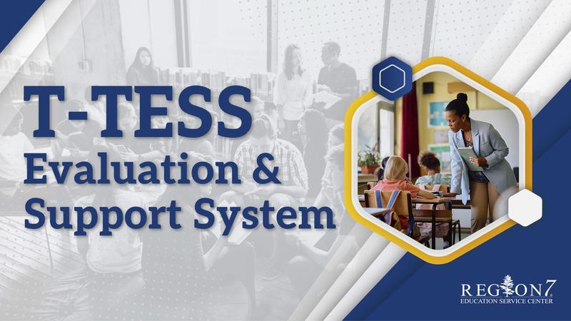 T-TESS Evaluation and Support System graphic with teacher classroom scene