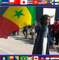 Students in cultural dress since on stage