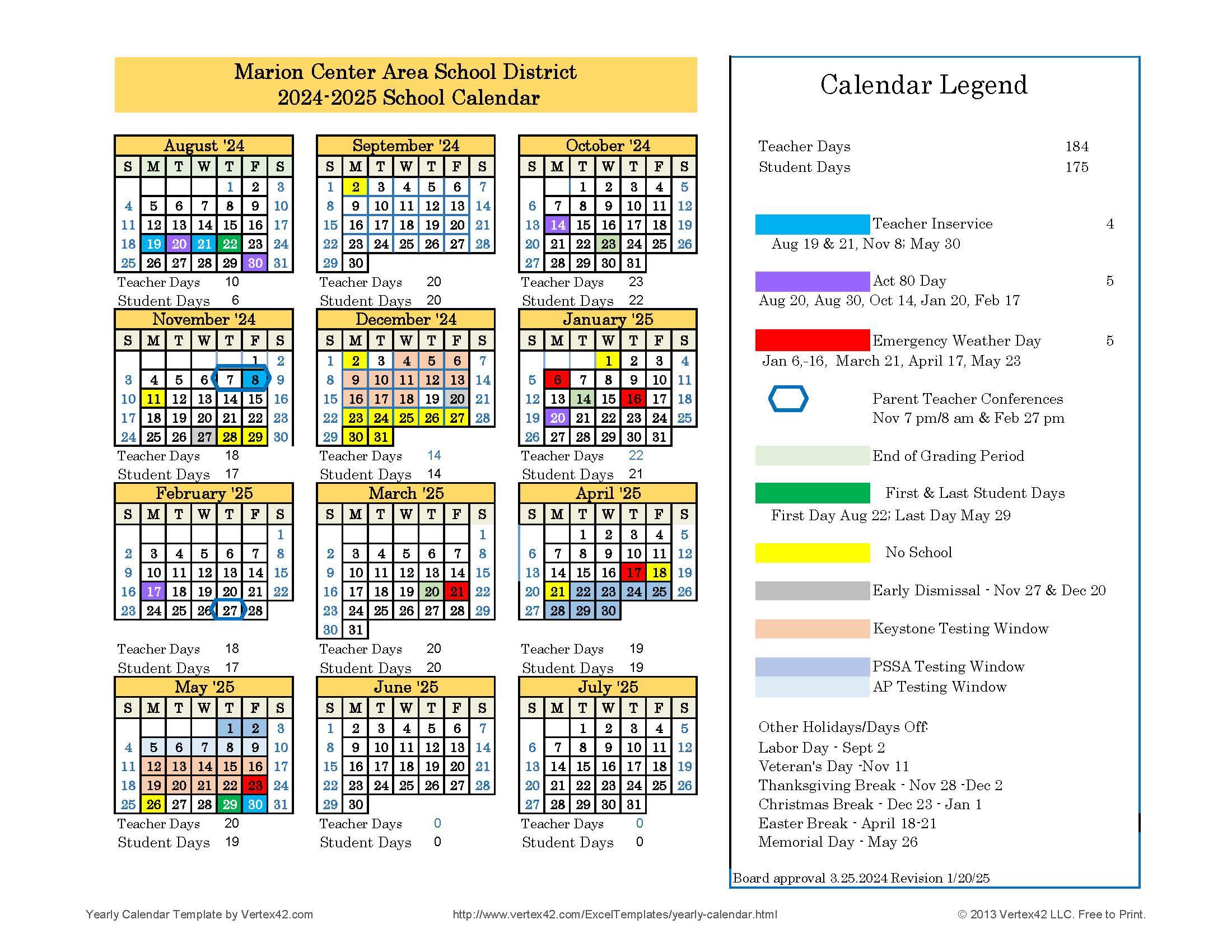 School Calendar 2024 2025 About Us Marion Center Area School District