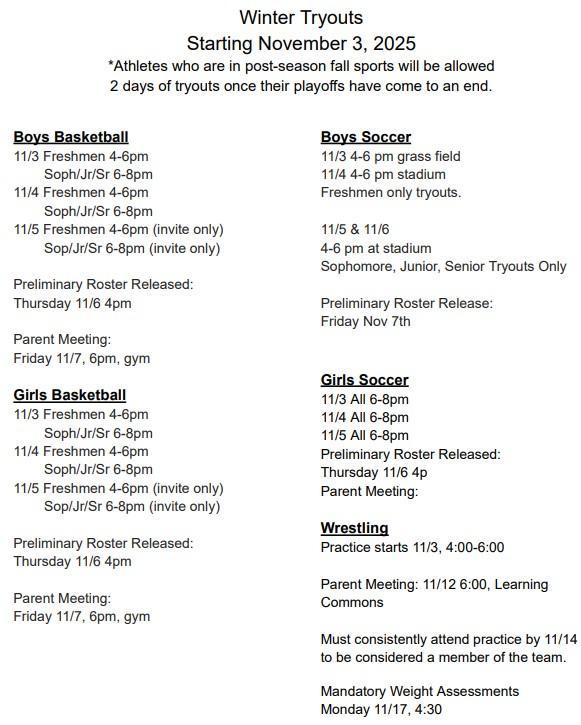 MHHS Winter Tryouts