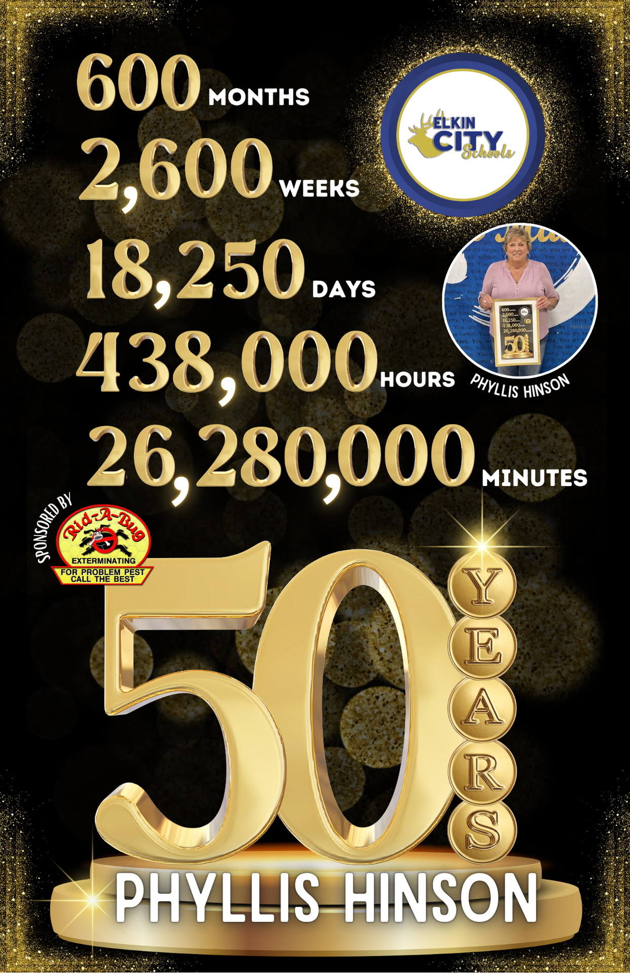 Years of service graphic - 50 years Phyllis Hinson