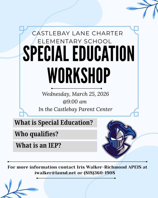 Special Education Workshop - 3/25 9:00 Parent Center
