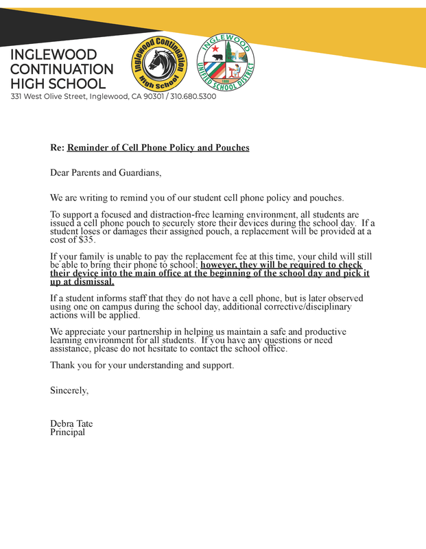 Reminder: Student Cell Phone Policy & Expectations