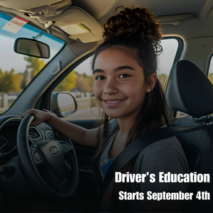 Teen driving a car