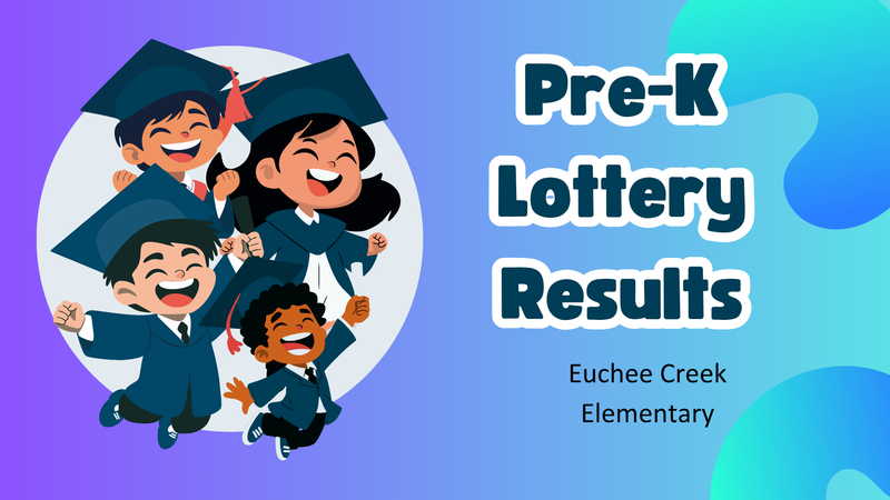 Four cheerful children in graduation caps celebrating lottery results.