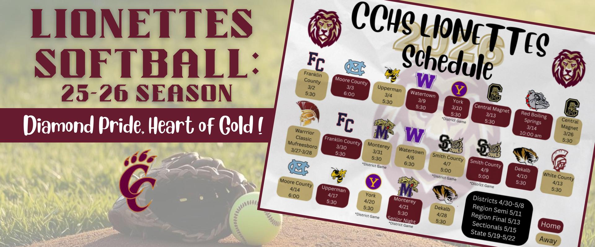 Softball season schedule
