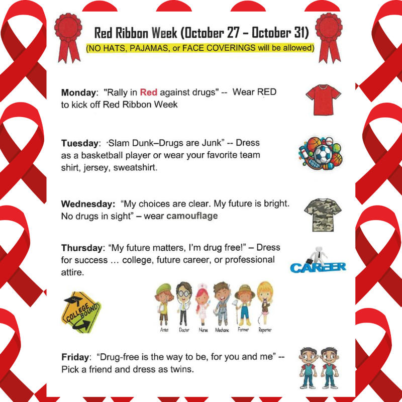 red ribbon week activities and dress up days
