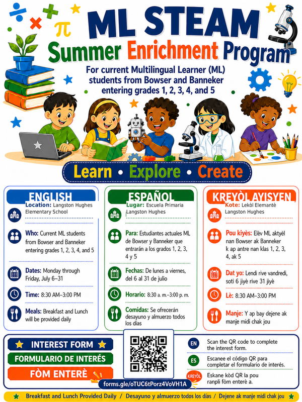 MLL Summer STEAM Program July 2026 at Langston Hughes