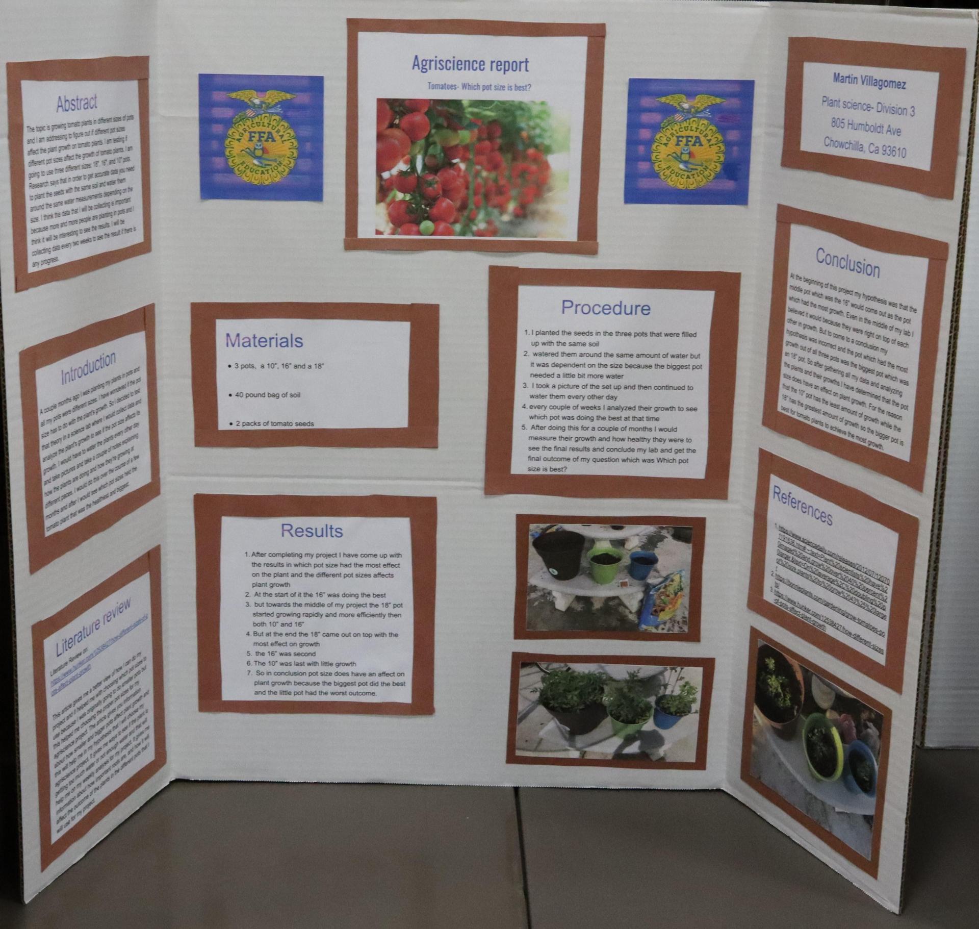 A Supervised Agricultural Experience trifold display