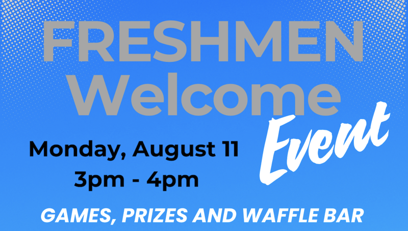 welcome event blue background