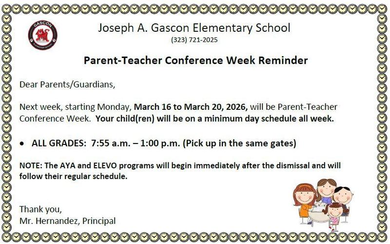 parent conference reminder sheet