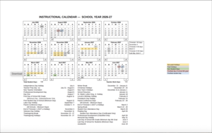 Whittier City School District Instructional Calendar 2026-27