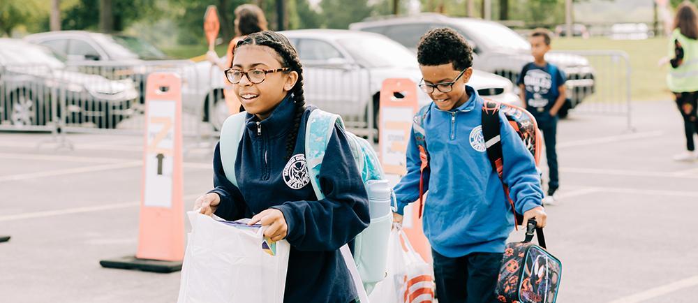 Students going to school