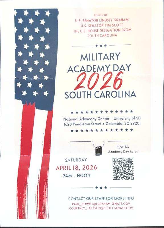 Military Academy Day, April 18, 9:00AM-12:00PM at the University of SC