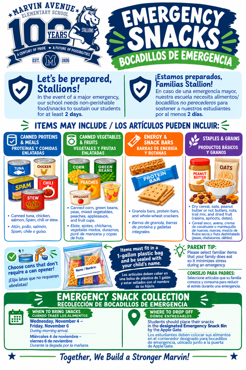 emergency snacks flyer
