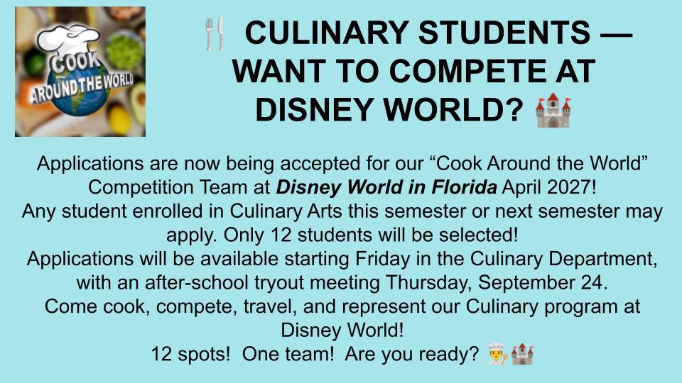 Culinary Arts competition at Disney