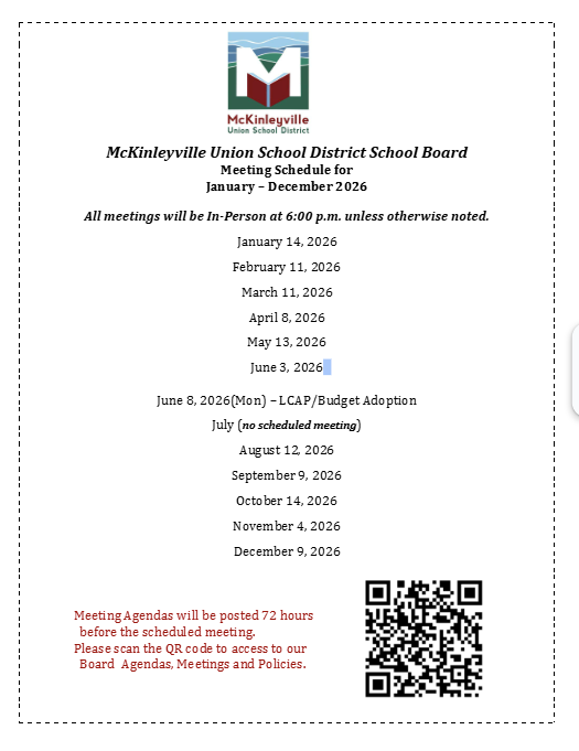 2026 Board Meeting Schedule