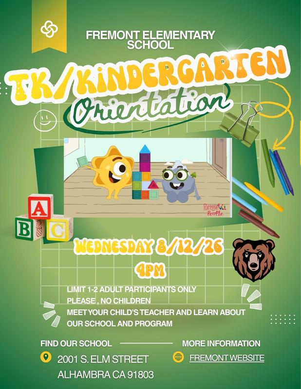 TK and Kindergarten Orientation August 12th at 4pm (on campus) Featured Photo
