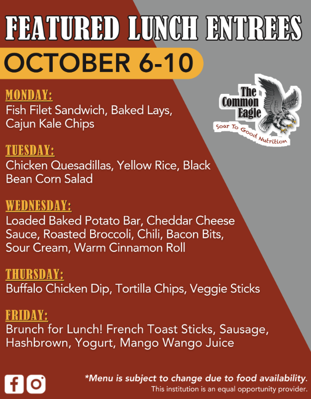 Cafe Lunch Menu Oct 6