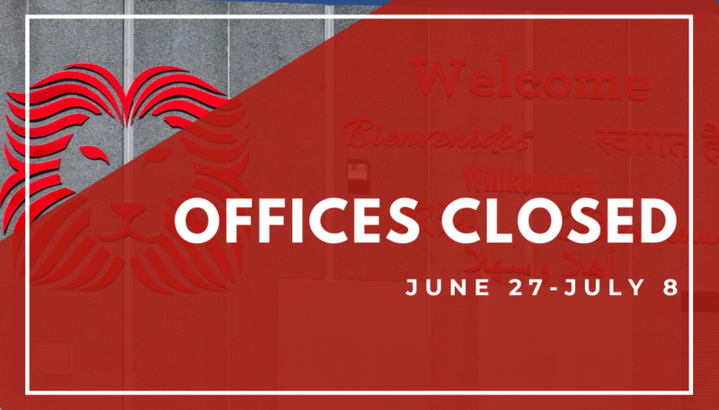 Offices Closed June 27 – July 8 Featured Photo
