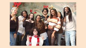 Students posing for holiday picture.