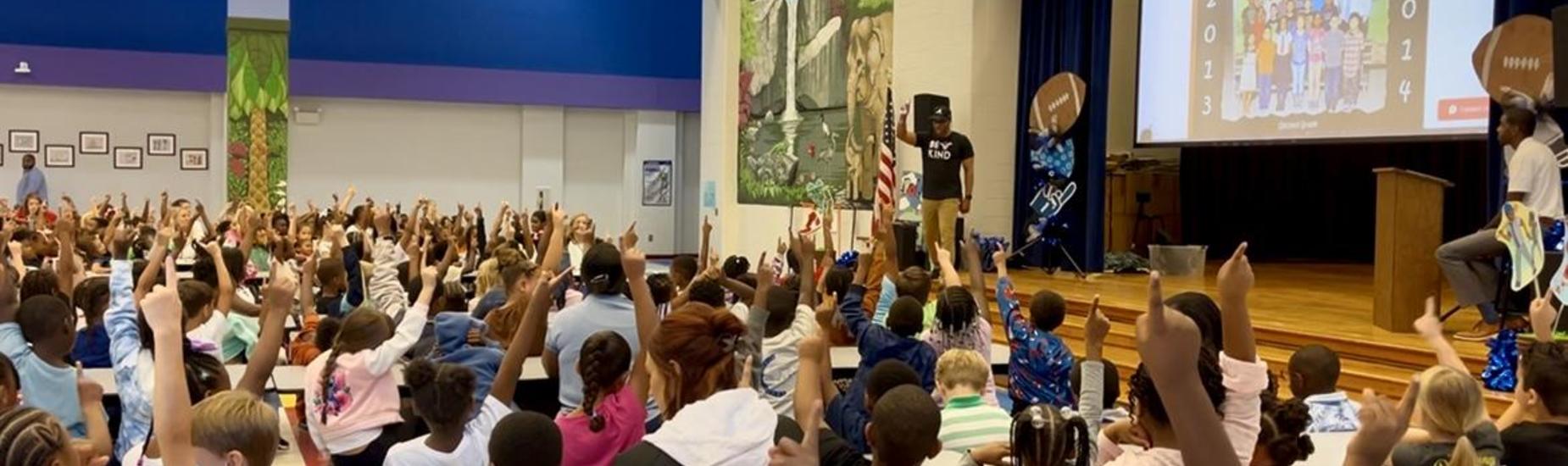 waynesboro primary students at author presentation