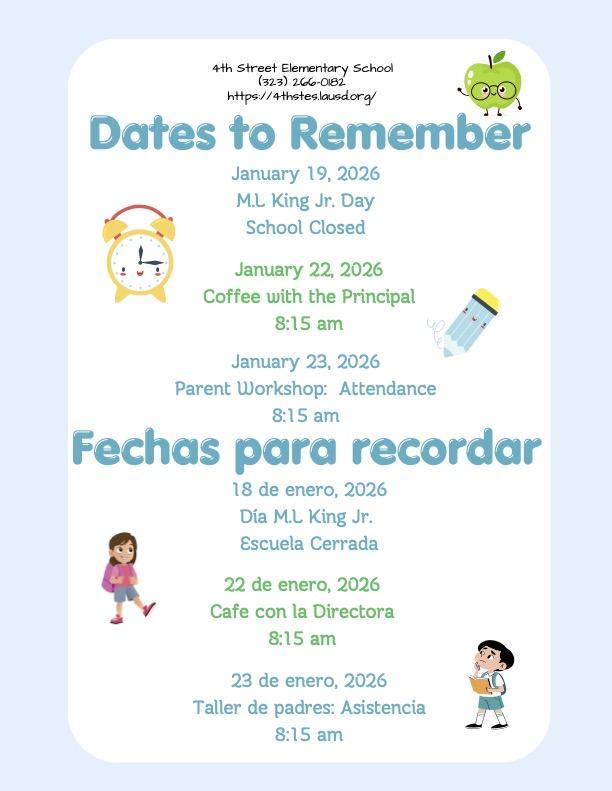 Dates to Remember Janaury 2026