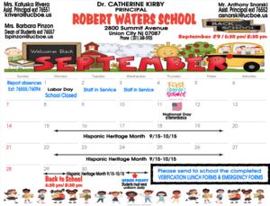 September 2025 Calendar-Robert Waters School
