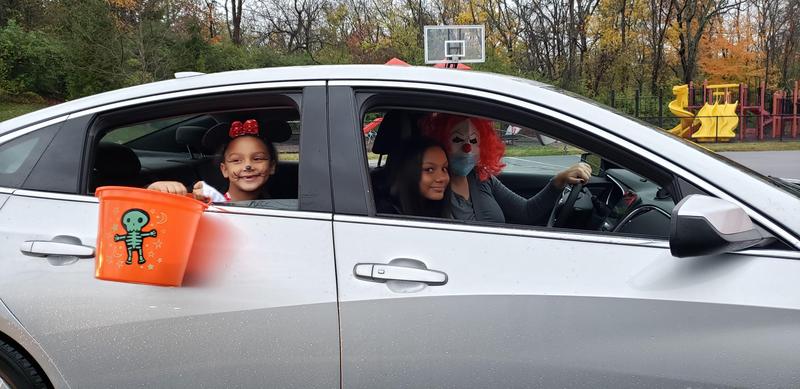 kids dressed up for Halloween parade