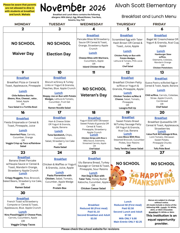 November Menu