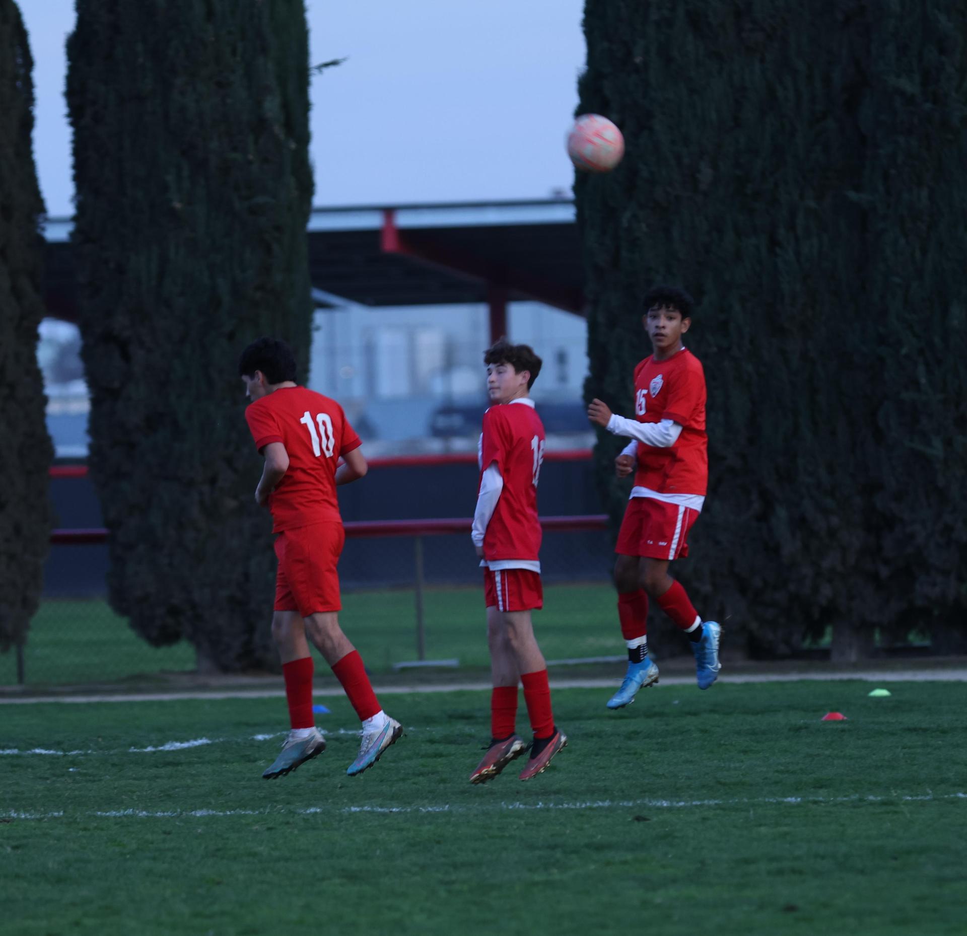 junior varsity boys playing soccer against washington union