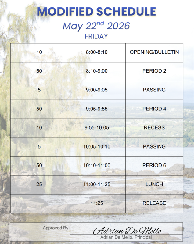 SCHOOL PAU 11:25 ON FRIDAY MAY 22, 2026!!!