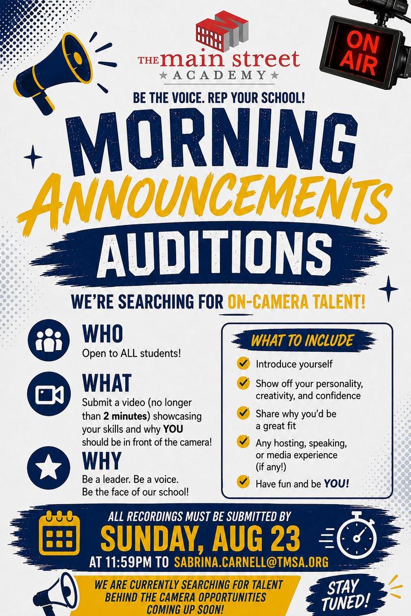 Morning Announcements Auditions: Be the Voice. Rep Your School! Featured Photo