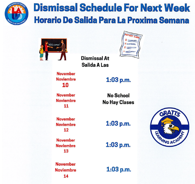 This image shows the schedule for GLAYS during the week for parent -teacher conferences