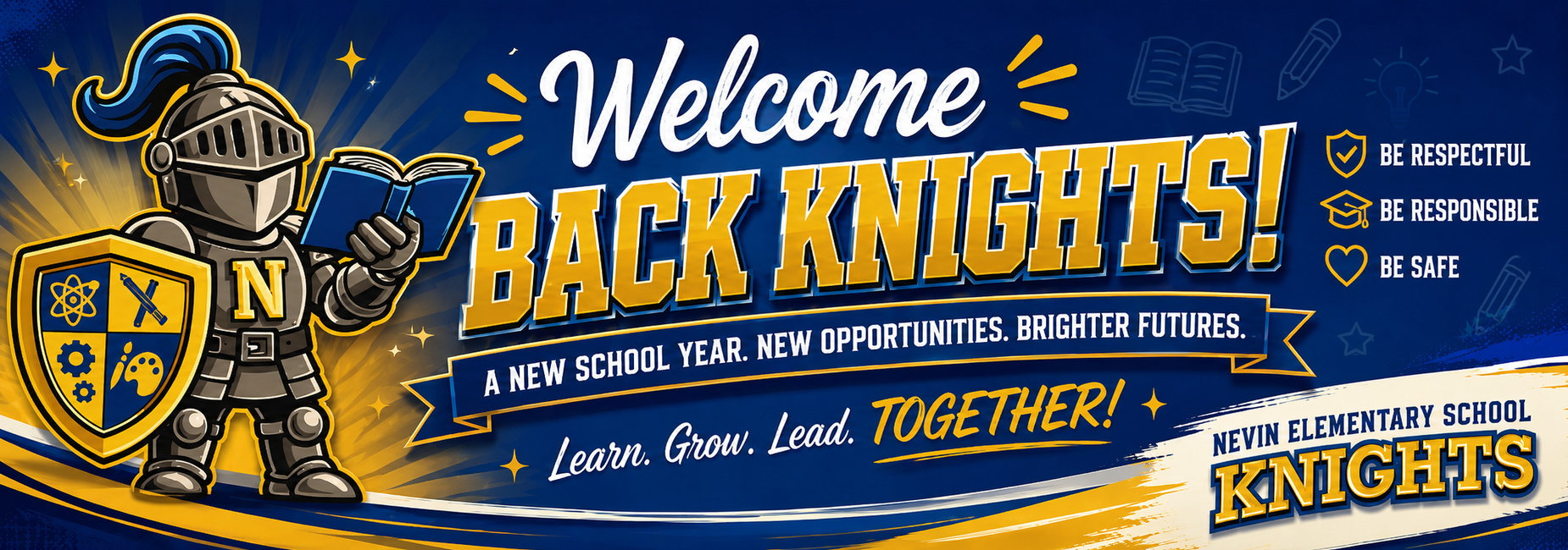 Nevin Knights banner for 2026-2027 school year