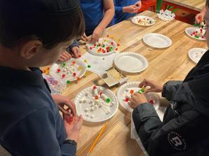 Boys working on their snowflakes