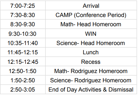 2025-2026 Daily Schedule