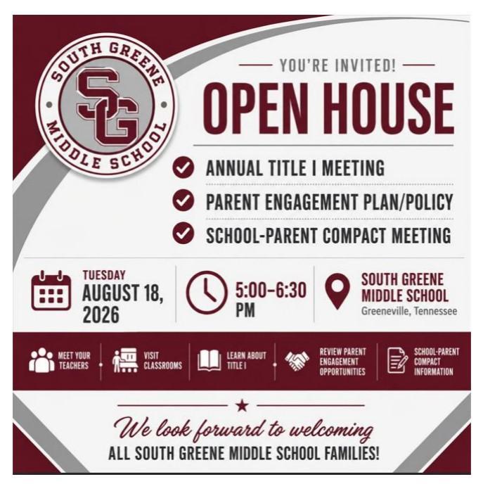 SGMS Open House August 18th